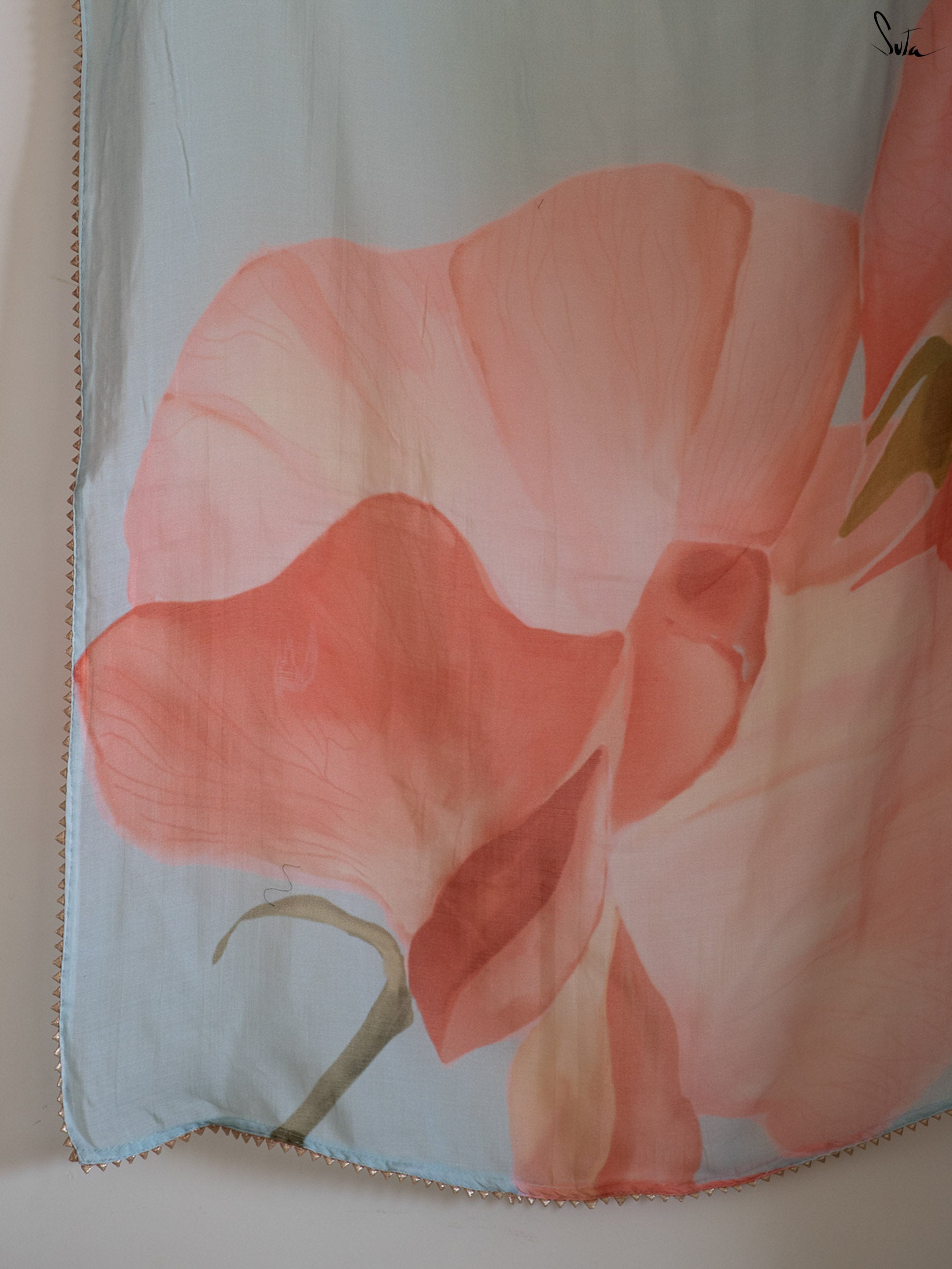 Bouquet of Sky Poppies Saree