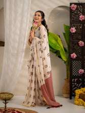 Milthila Palkar in Off White Printed Onam Saree