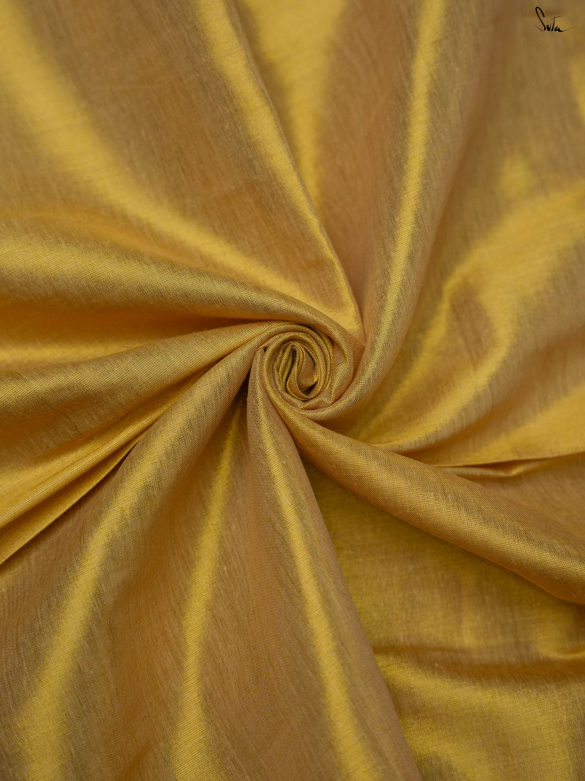 Suta x Dushara Ponvaani -  Gold Cotton Tissue Saree with Red & Gold Lace Border