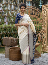Aasmani Parinda Pearl Banarasi Saree
