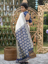 Aasmani Parinda Pearl Banarasi Saree