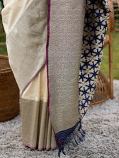 Aasmani Parinda Pearl Banarasi Saree