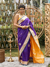 Zareen Aftab Purple Banarasi Saree