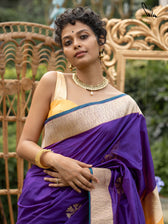 Zareen Aftab Purple Banarasi Saree