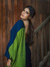 Suta x Dushara Gratitude - Deep Blue & Bright Green Half and half Cotton Blend Saree