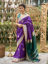 Haseen Shahaana Purple Banarasi Saree