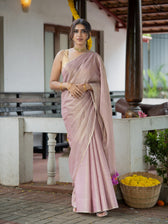 Suta x Dushara-Vaidehi Shashi - Baby Pink Zari Saree