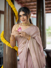 Suta x Dushara-Vaidehi Shashi - Baby Pink Zari Saree