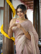 Suta x Dushara-Vaidehi Shashi - Baby Pink Zari Saree