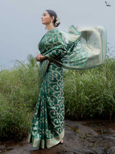 Tivra Green Banarasi Saree
