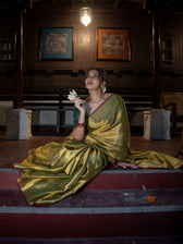 Suta x Dushara Hari Zafri Zari - Green-Gold Zari Saree