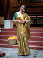 Suta x Dushara Hari Zafri Zari - Green-Gold Zari Saree