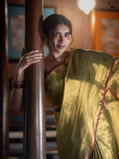 Suta x Dushara Hari Zafri Zari - Green-Gold Zari Saree