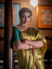 Suta x Dushara Hari Zafri Zari - Green-Gold Zari Saree