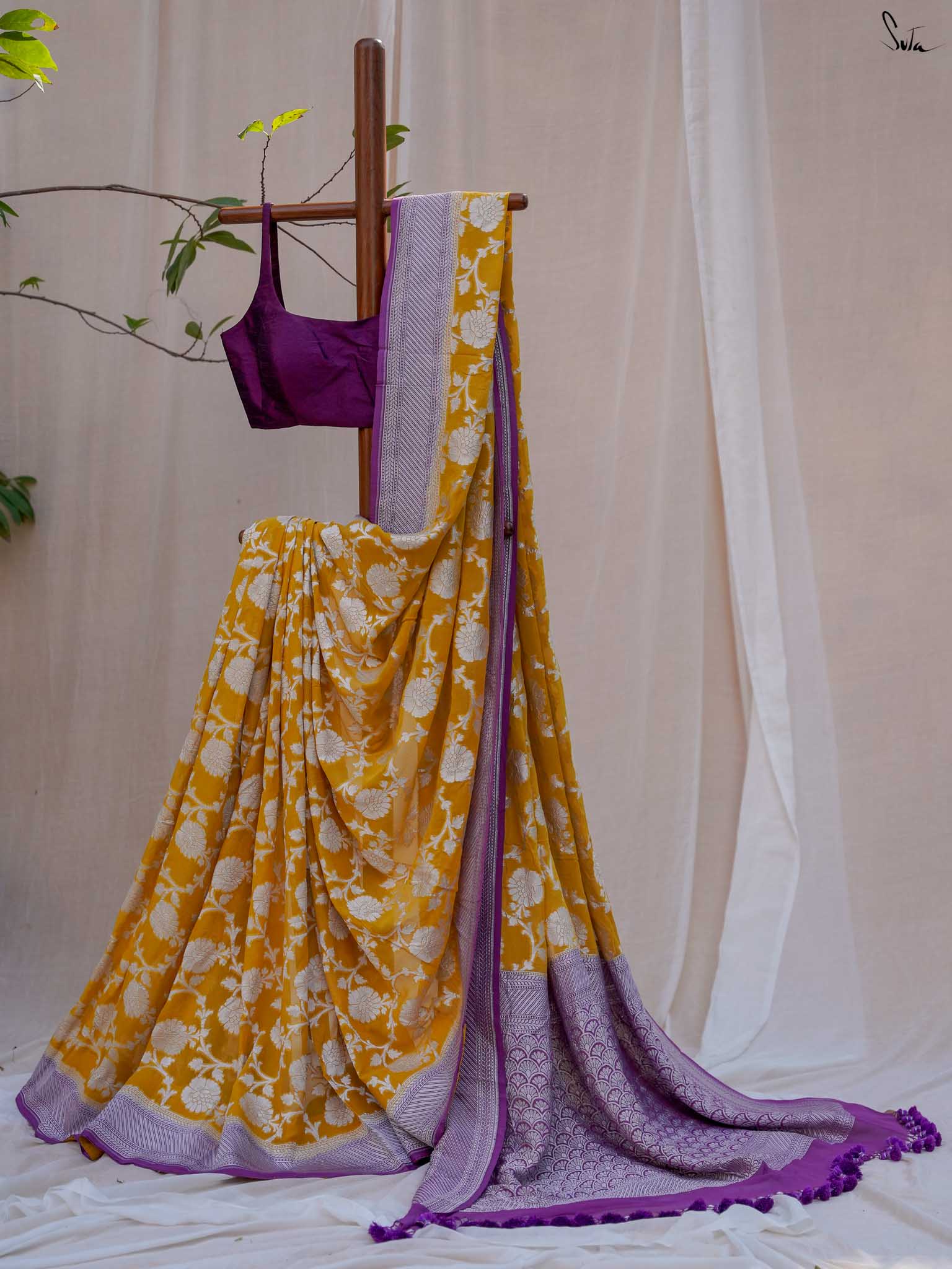 Feminist Farida Yellow Banarasi Saree