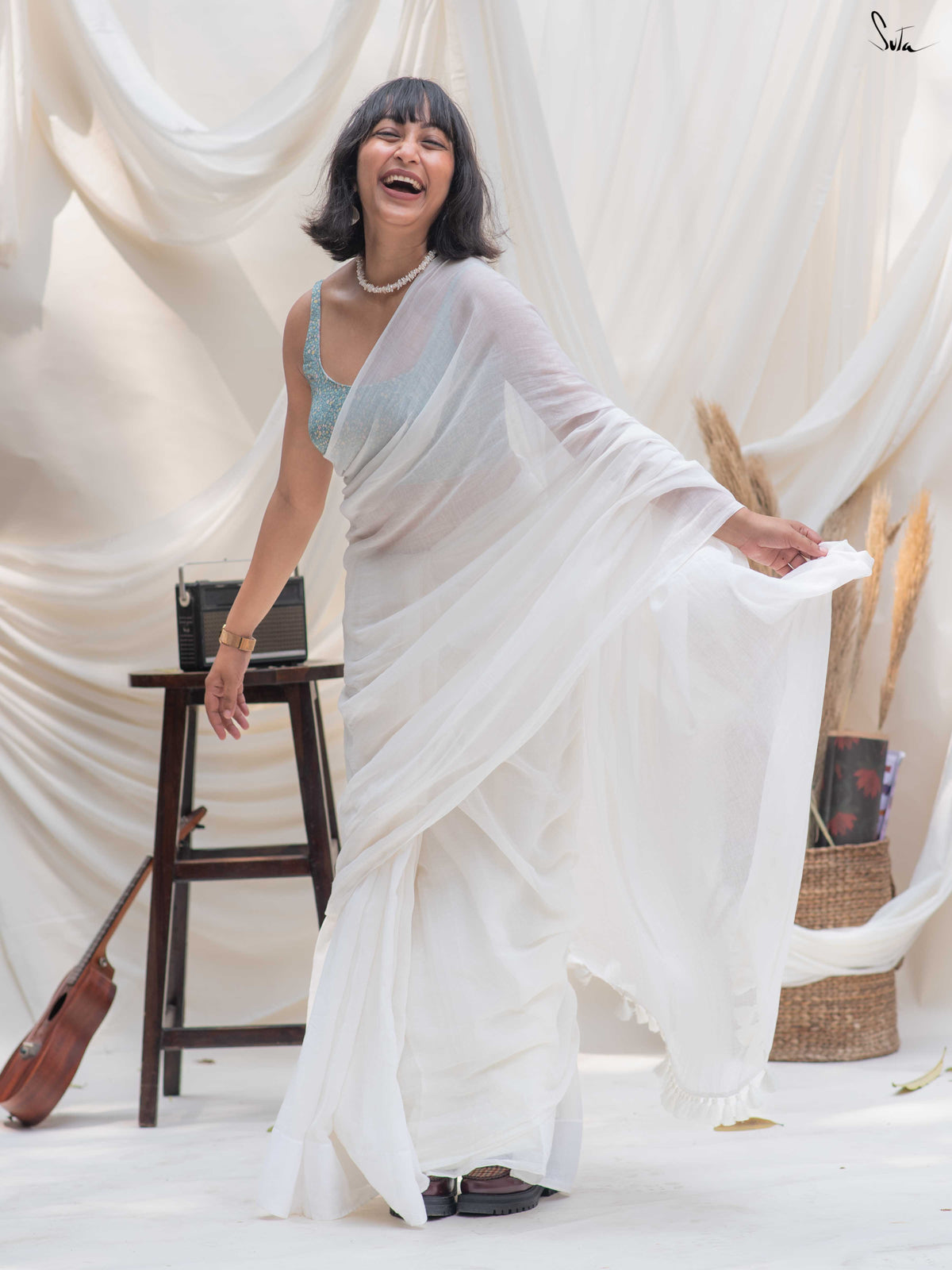 Off white Mul Saree