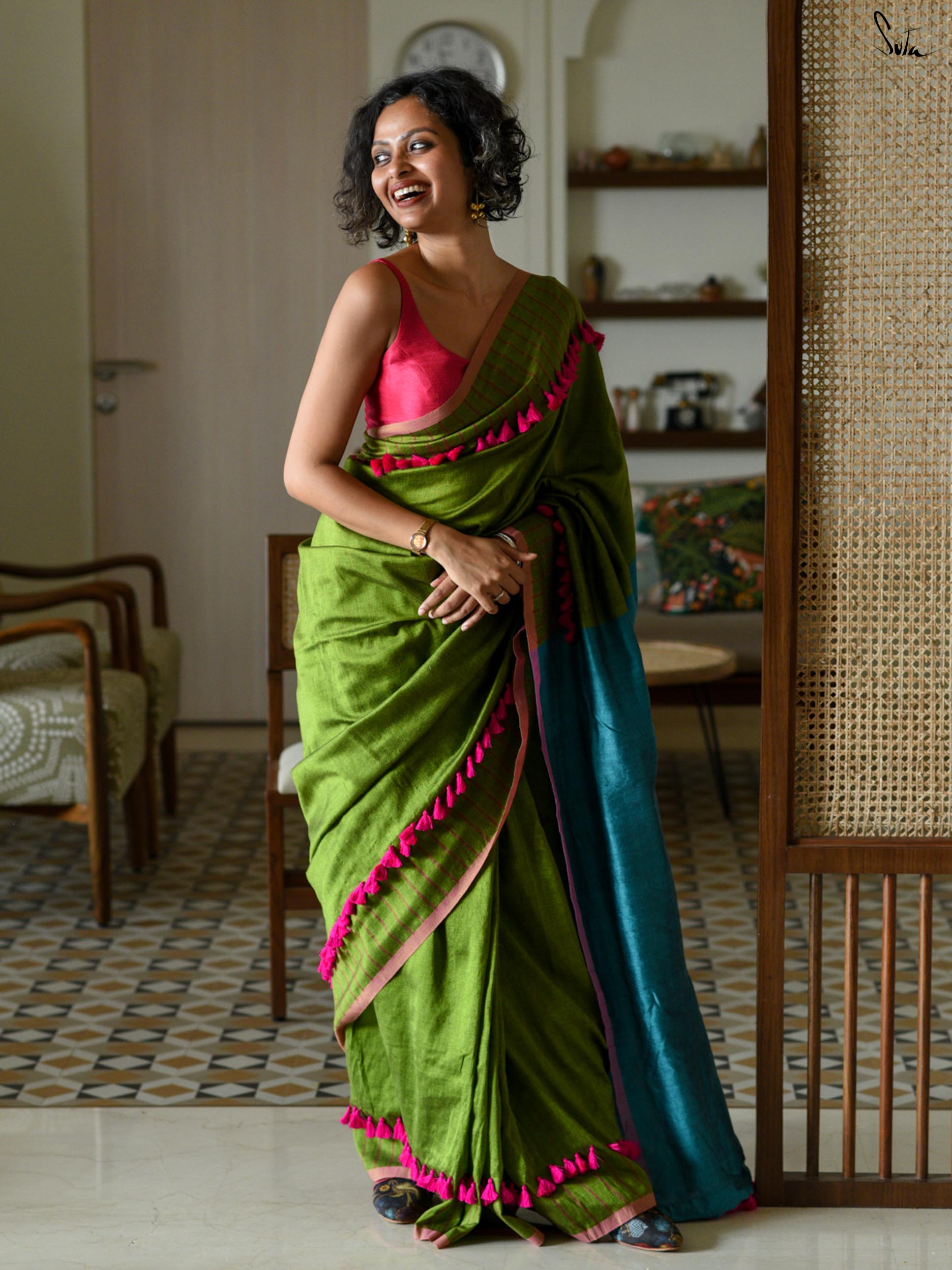 Green Crayon Saree