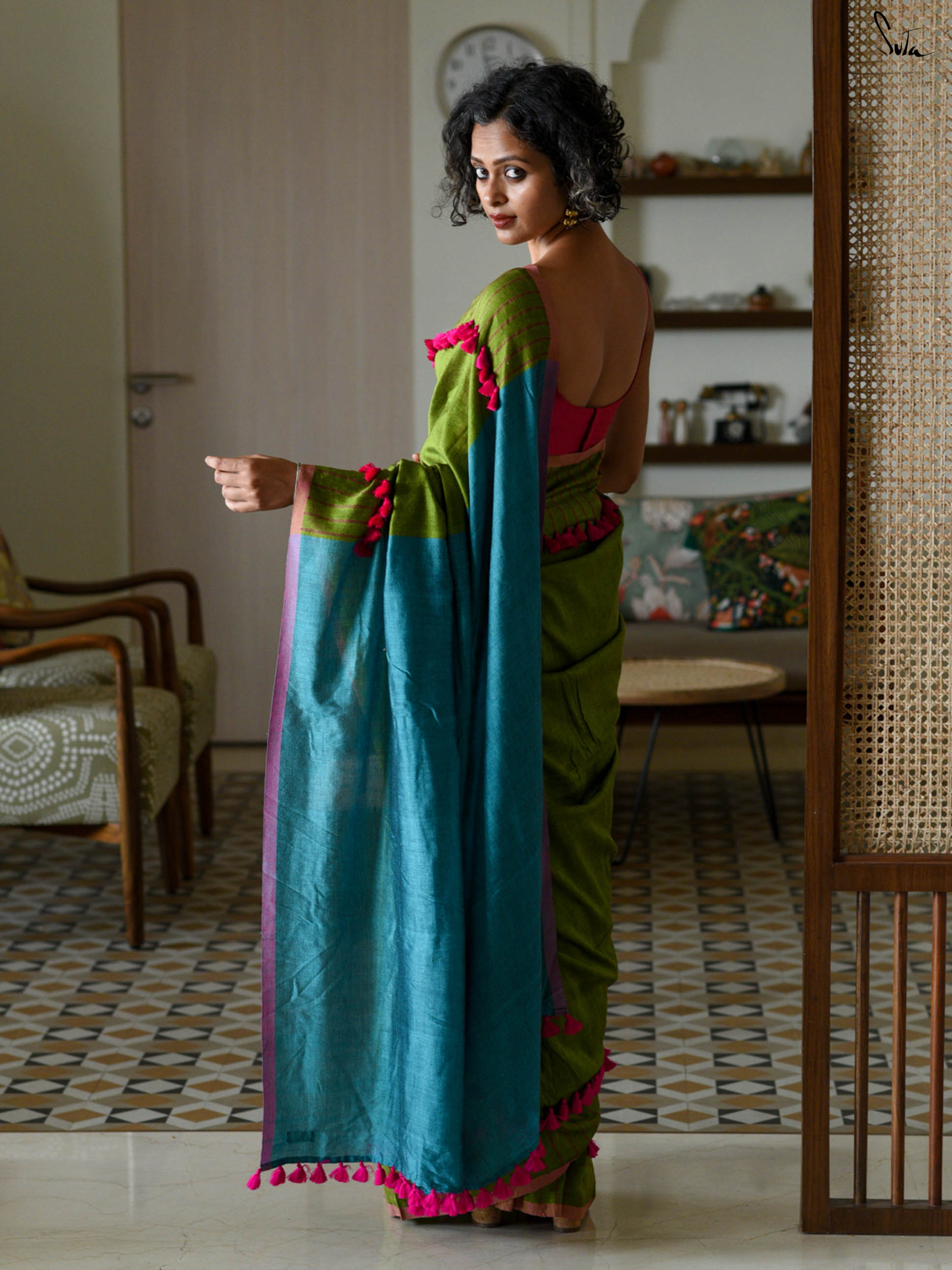 Green Crayon Saree