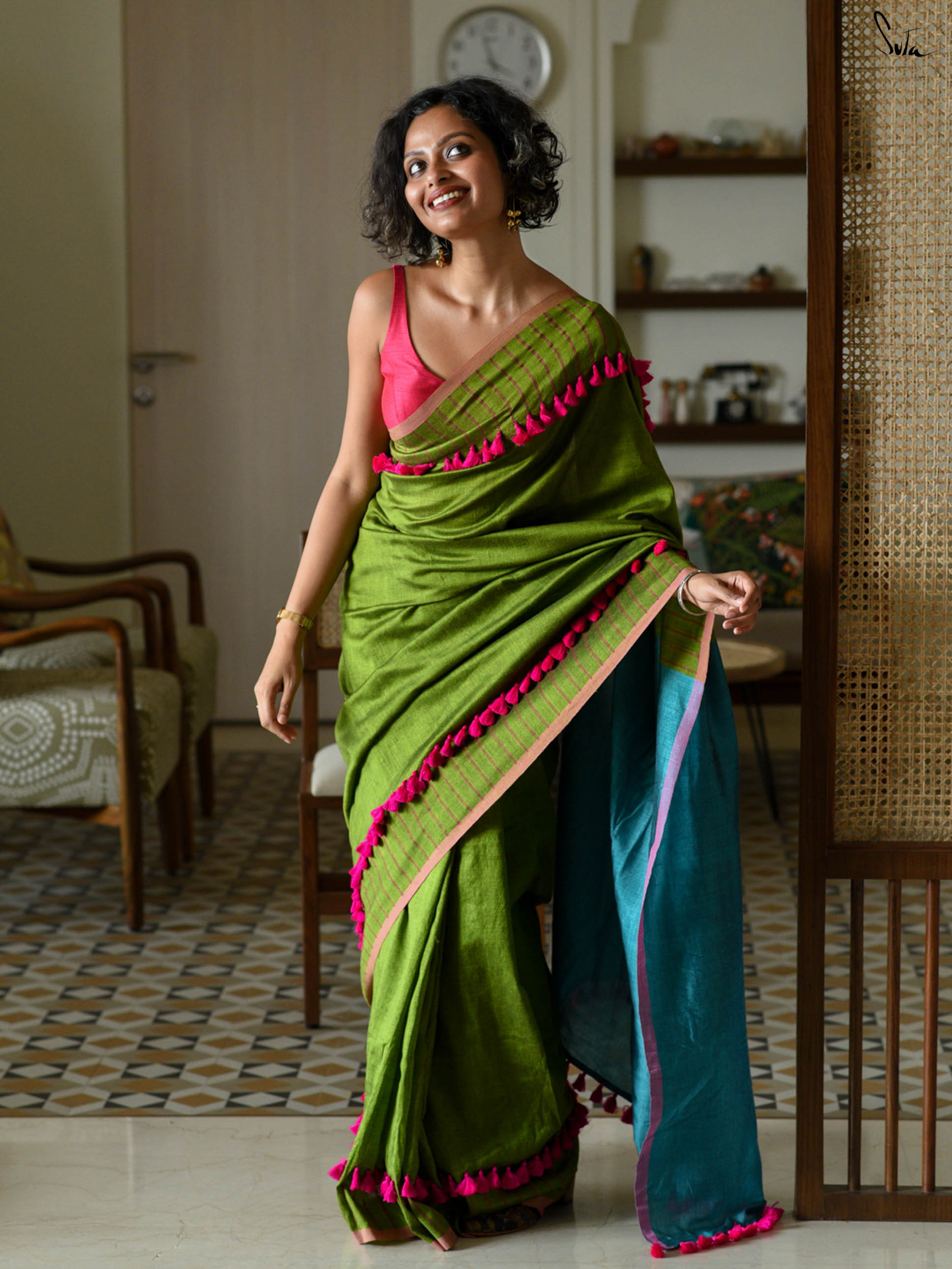 Green Crayon Saree