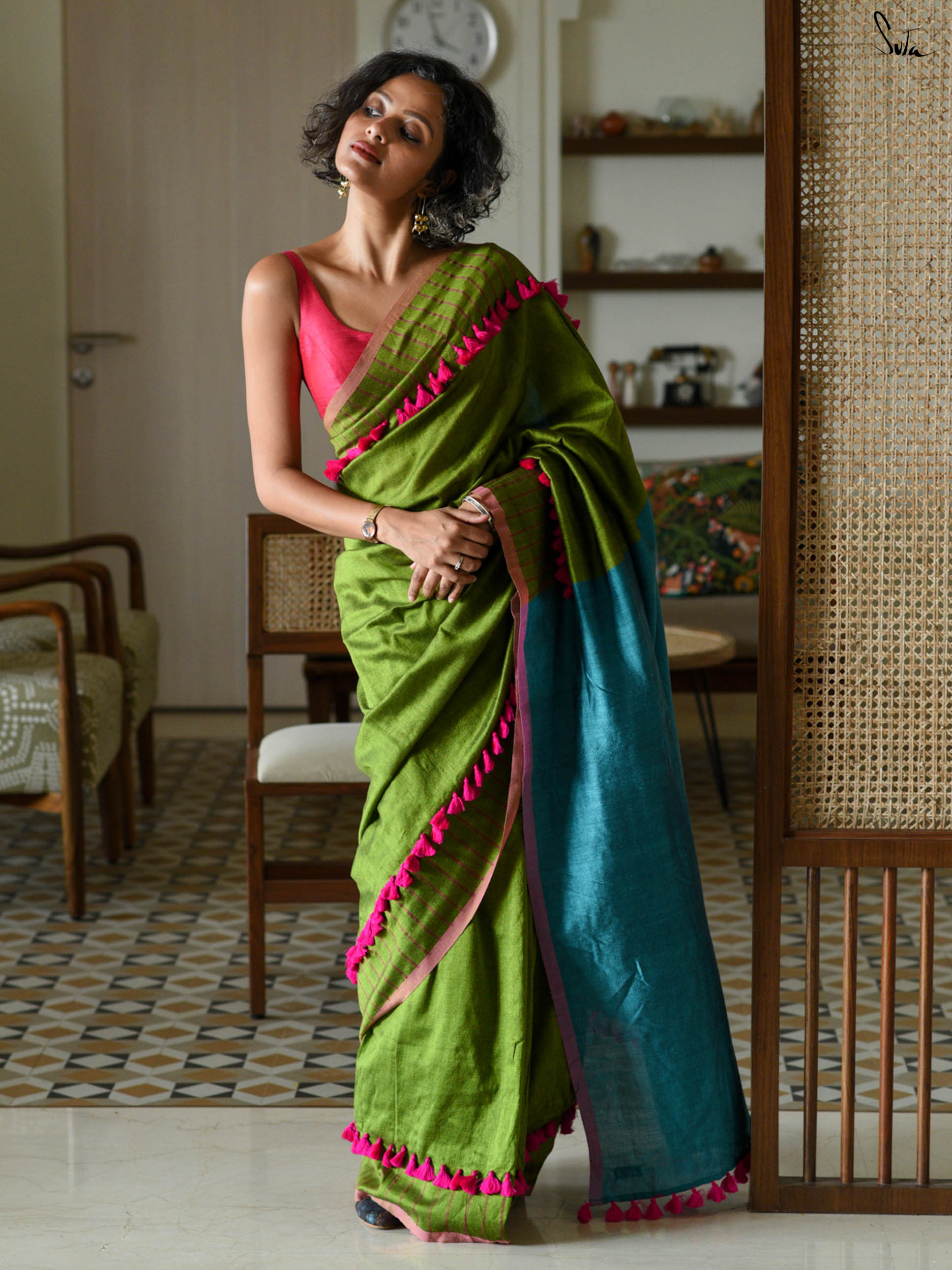 Green Crayon Saree