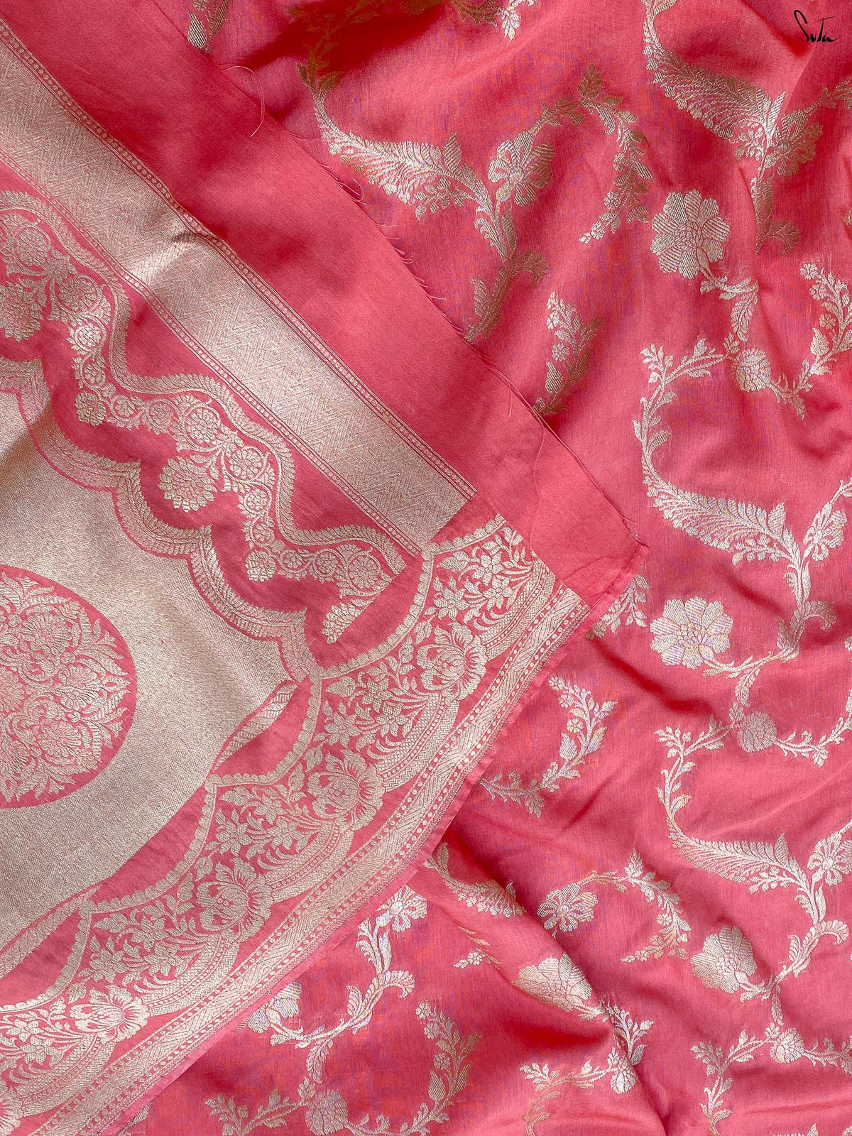 Saanjh Kesar Peach Banarasi Saree