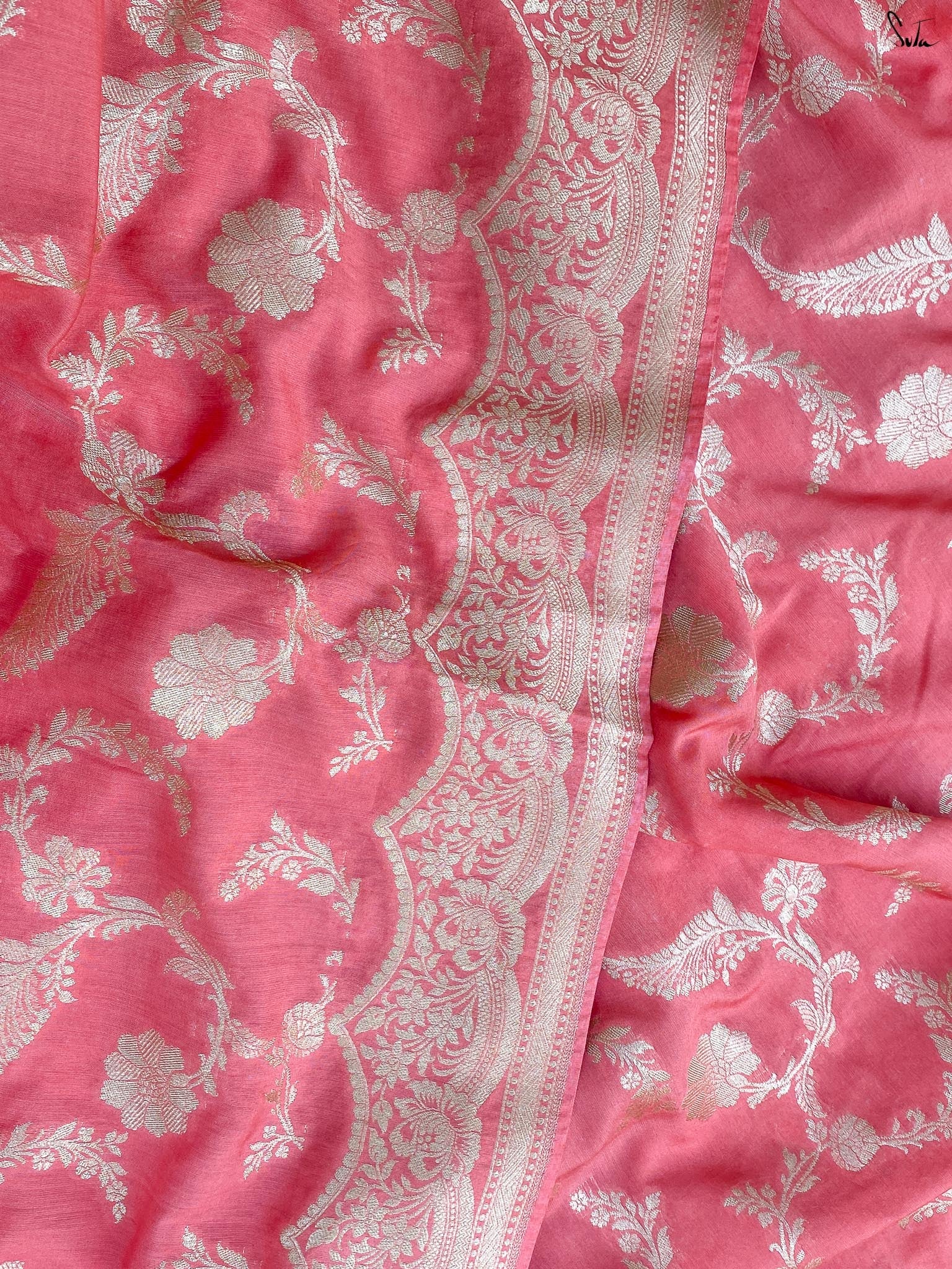 Saanjh Kesar Peach Banarasi Saree