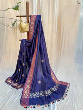 Panchkota Navy Blue Banarasi Saree