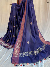 Panchkota Navy Blue Banarasi Saree