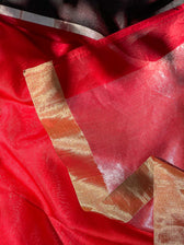 Valorous Vrinda Red Mashru Border Saree