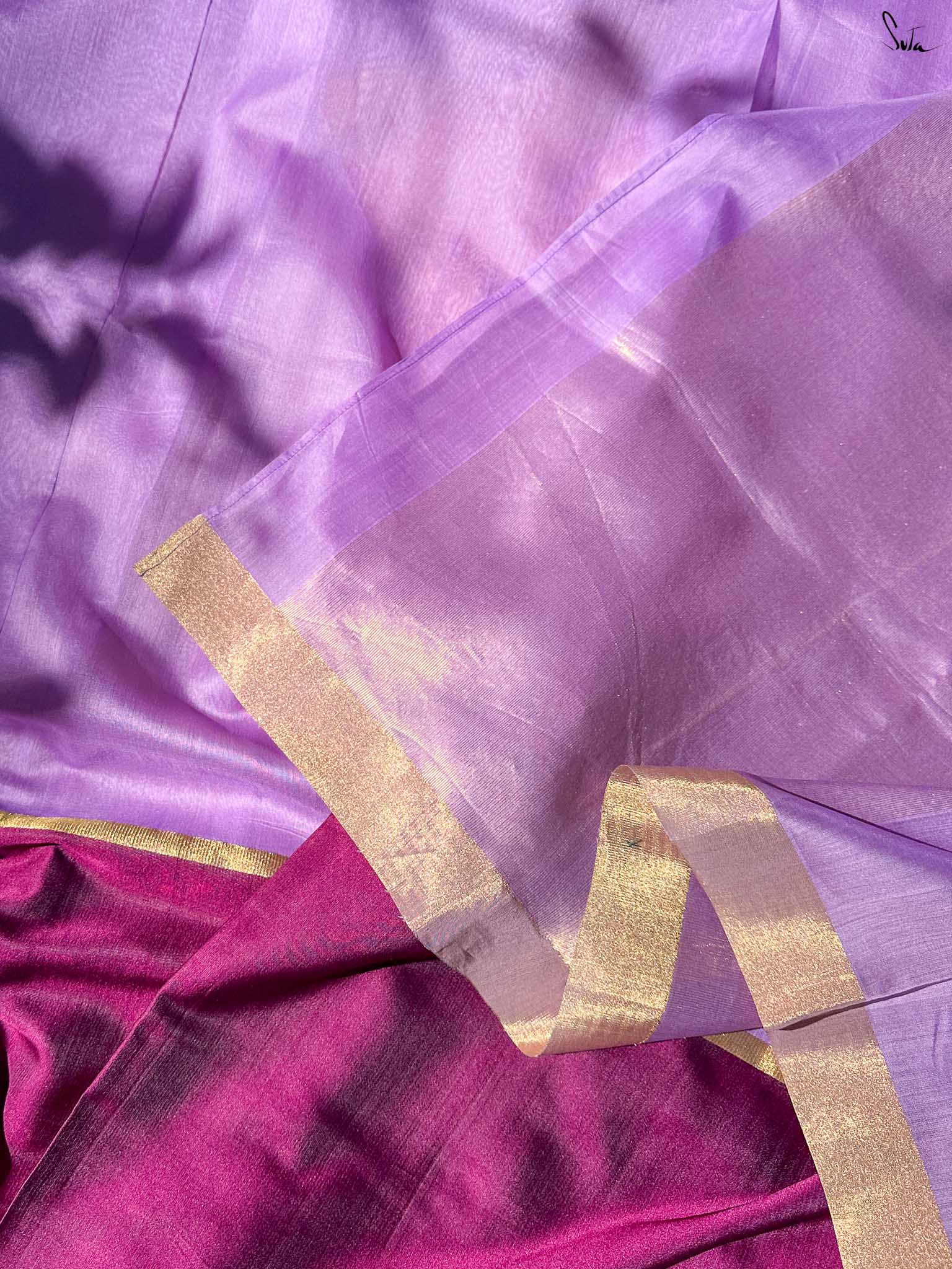 Serene Sita Lavender Mashru Border Saree