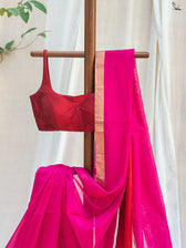 Nurturing Nirupa Pink Mashru Border Saree