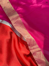 Nurturing Nirupa Pink Mashru Border Saree