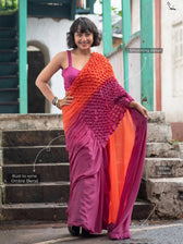 Jalrukhmini -Purple-Pink to Orange Gradient Smocking Saree