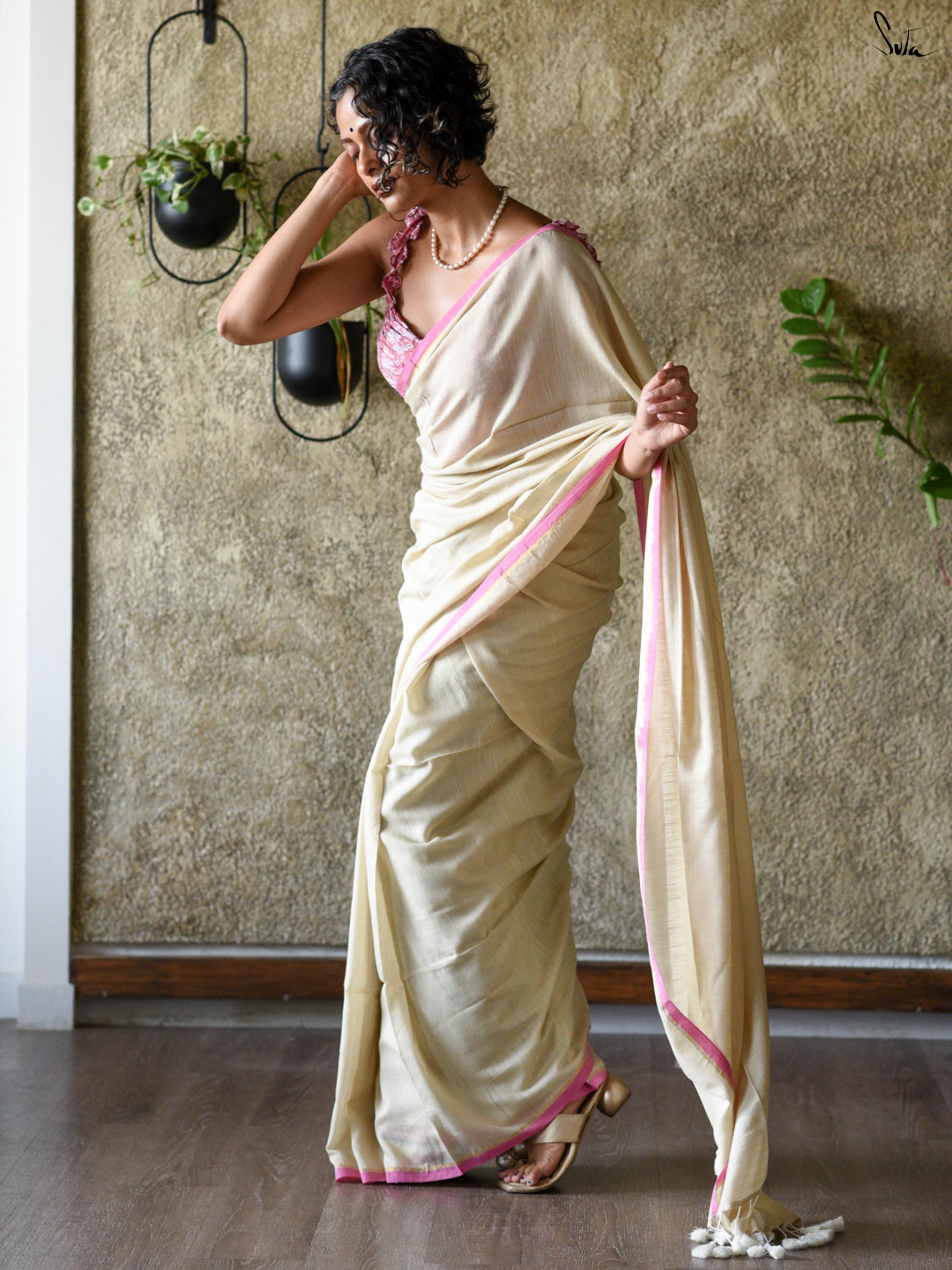 Ivory Pearl Saree