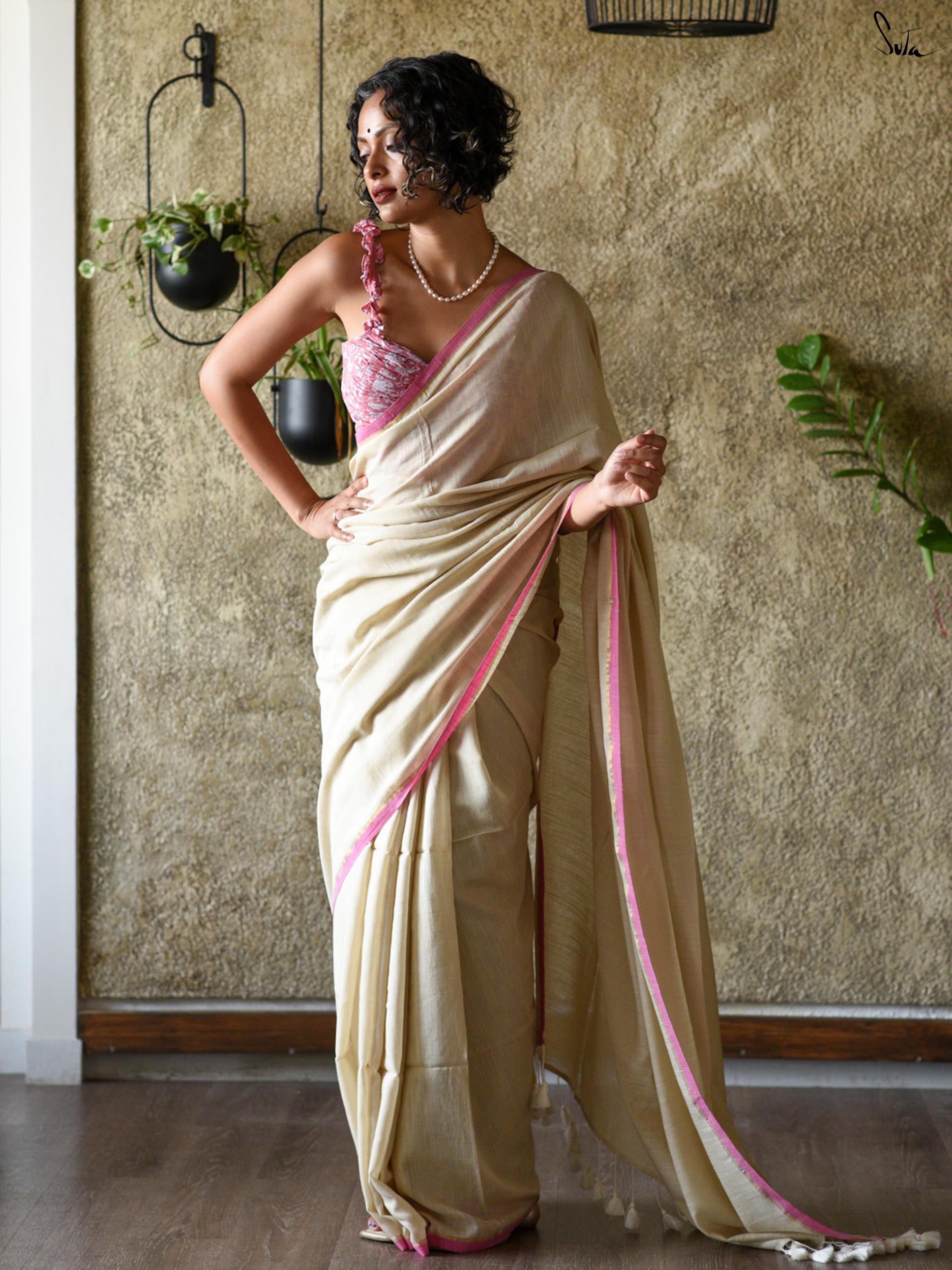 Ivory Pearl Saree