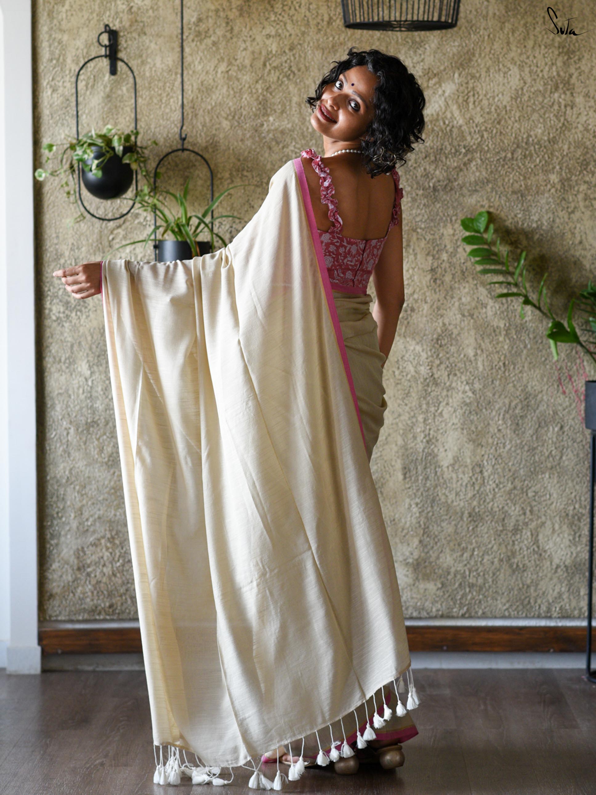 Ivory Pearl Saree