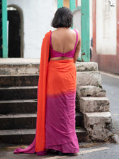 Jalrukhmini -Purple-Pink to Orange Gradient Smocking Saree