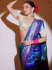 Ganga Mahal Blue Banarasi Saree