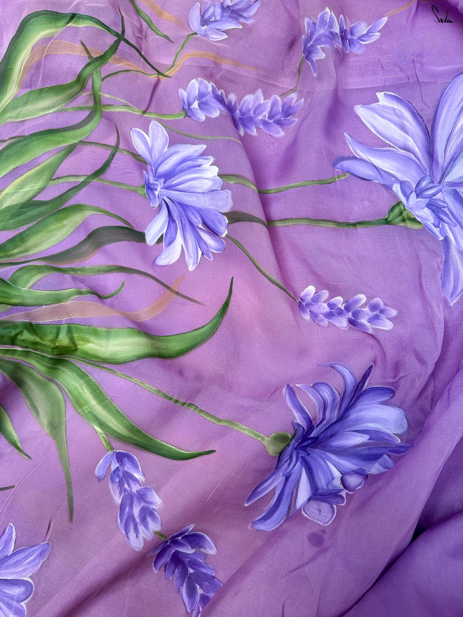 Lilac Sonata (Hand Painted Viscose Saree)
