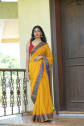 Mustard fairytales and fireflies saree