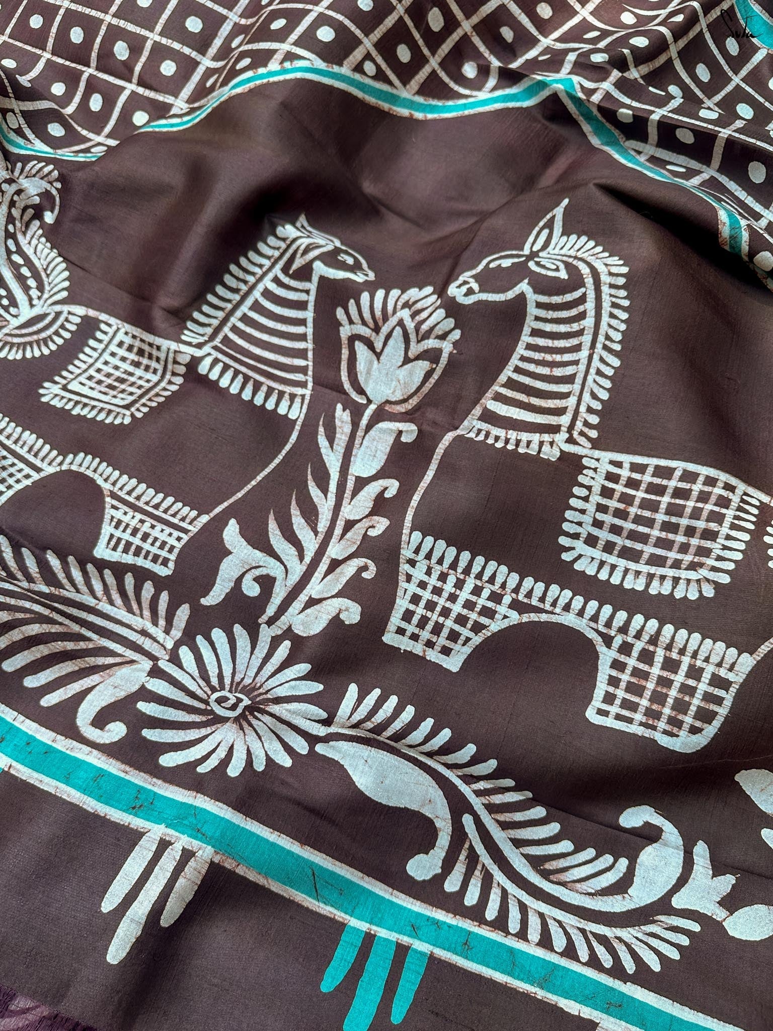 Neel Aabir(Hand Painted Batik Silk Saree)