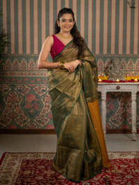 Milthila Palkar in Green Zari Plain Saree