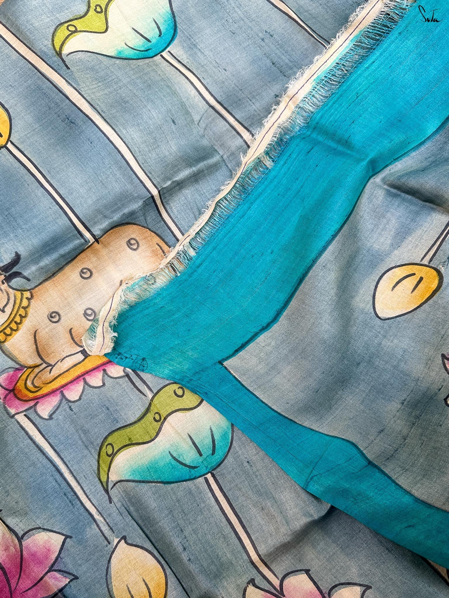 Rang Leher (Pure Tussar Hand Painted Saree)