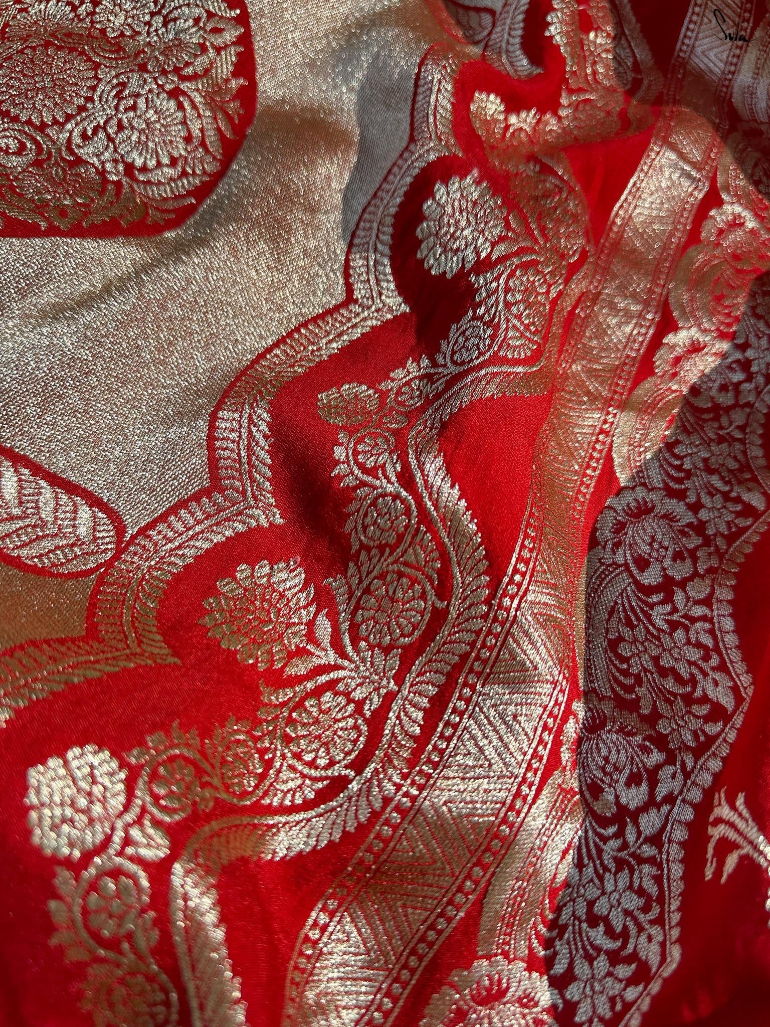 Chandramukhi Red Banarasi Saree