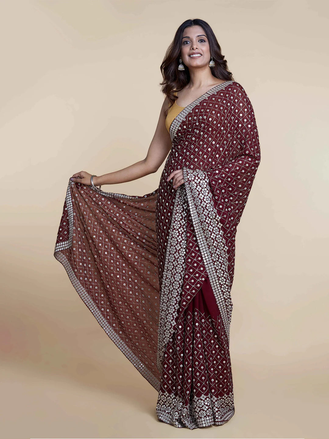Rosewood Mirror Saree
