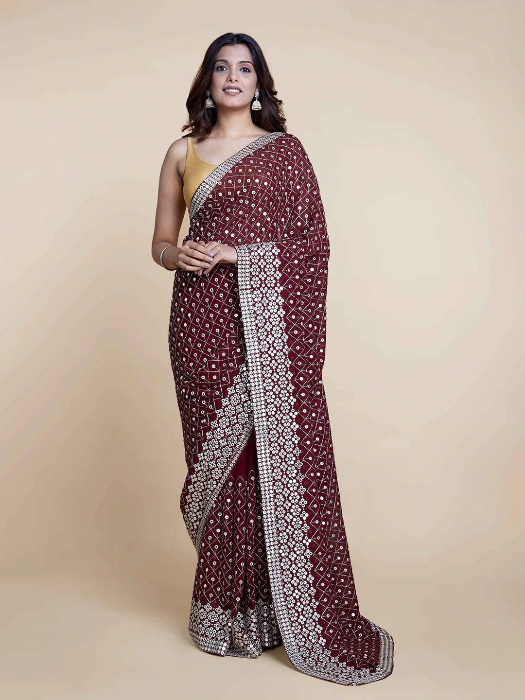 Rosewood Mirror Saree