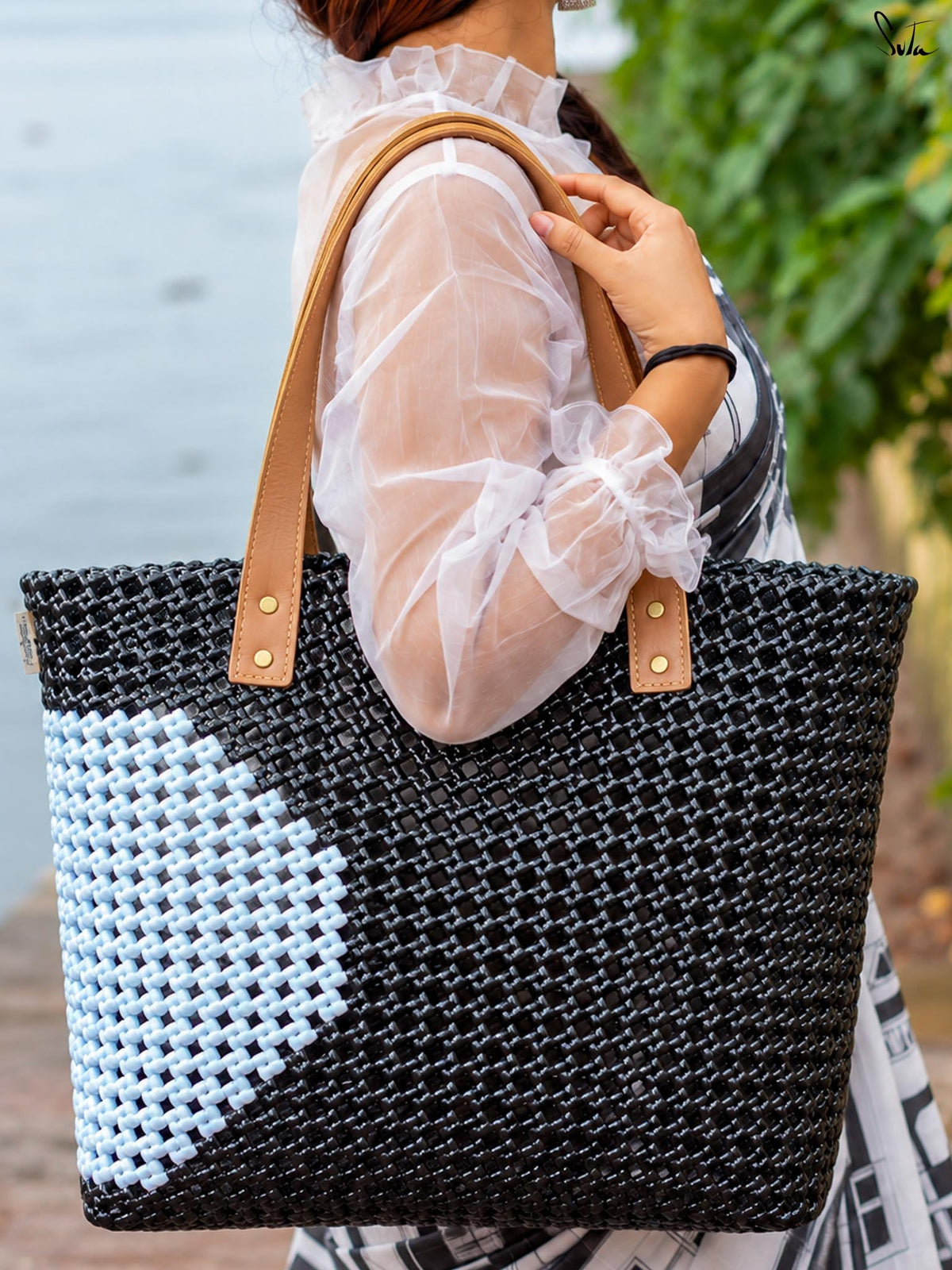 Retro Polka Black Tote