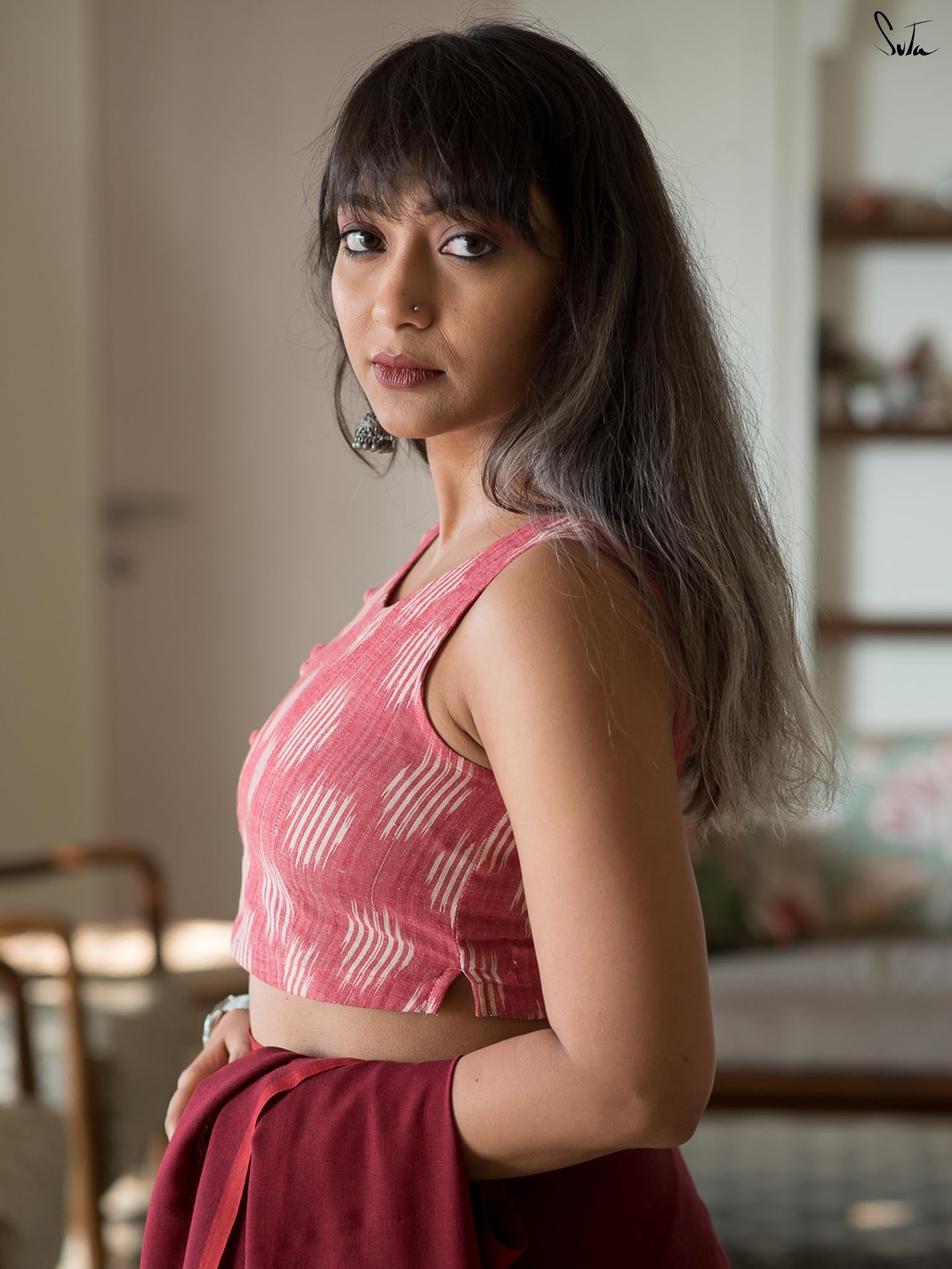 Overlap Gulabi Ikkat