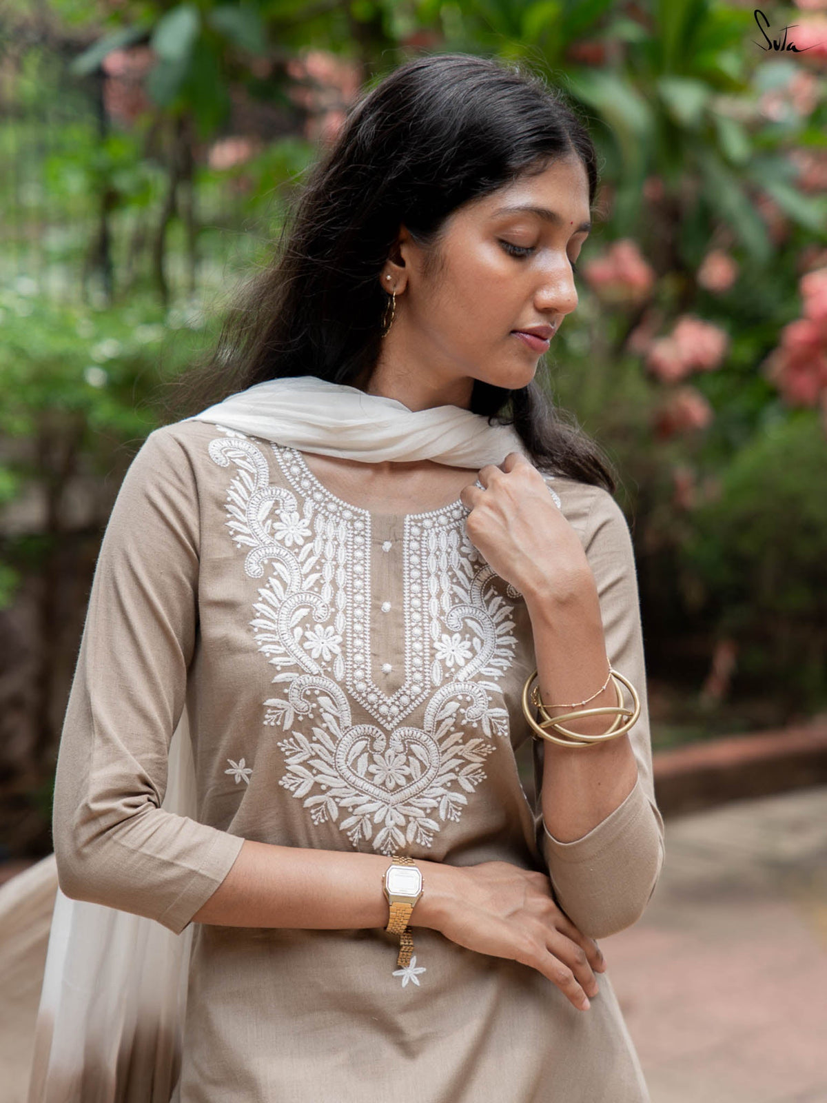 Suta Beige Cotton Kurta Set