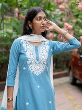 Suta Blue Cotton Kurta Set